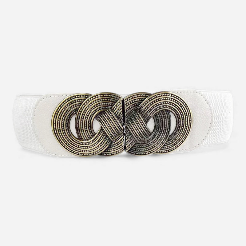 Ceinture Large Tissu Elastique Blanche Femme