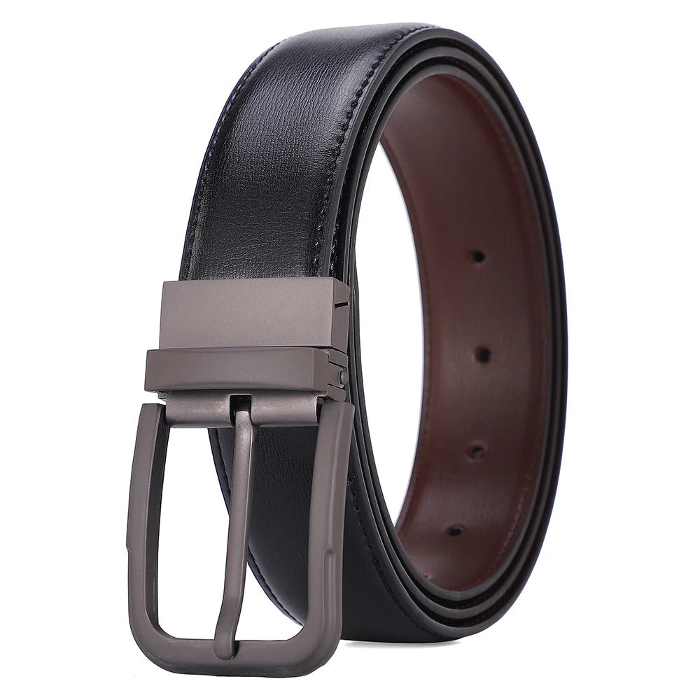 Ceinture Cuir Noir Boucle Argentée Carrée Homme