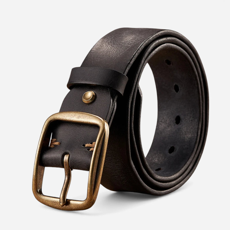Ceinture Cuir Noir Premium Boucle Dorée Pour Homme & Femme