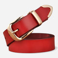 Ceinture Cuir Rouge Boucle Dorée Femme