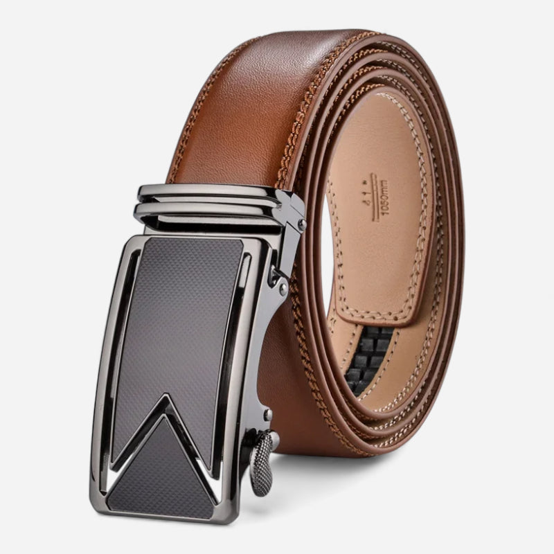 Ceinture Cuir Marron Lisse Automatique Homme