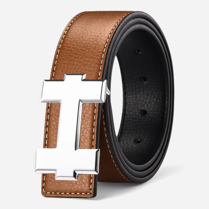 Ceinture Cuir Camel Avec H Argenté