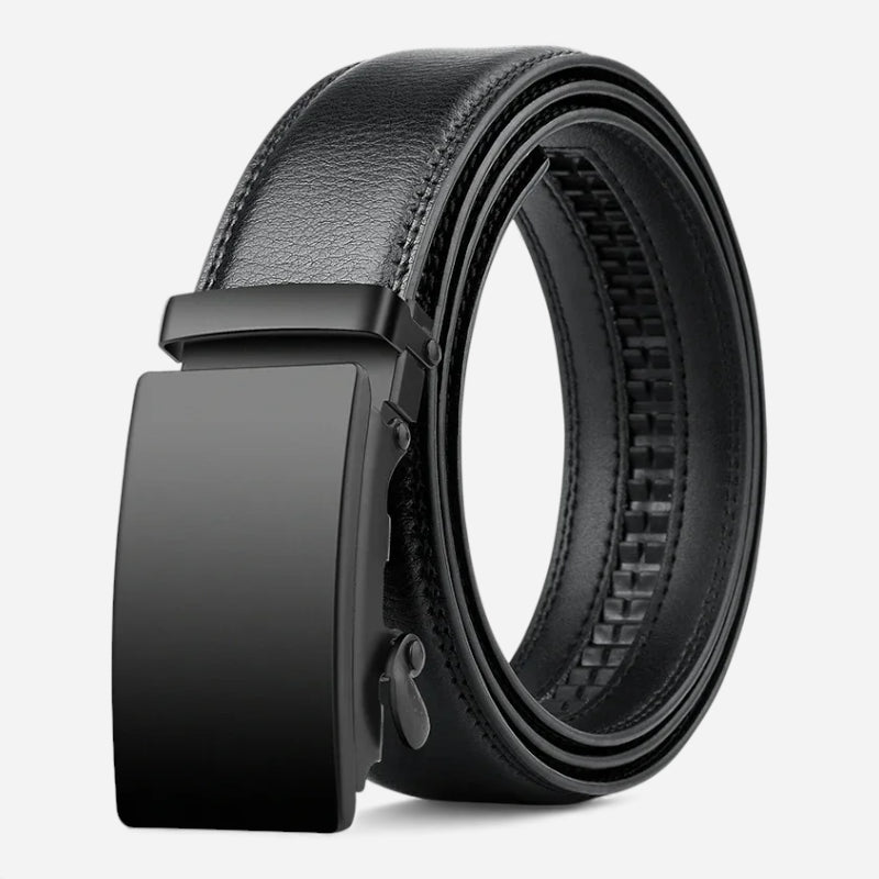Ceinture Automatique Boucle Noire Cuir Véritable Noir Homme