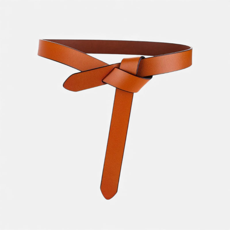 Ceinture Cuir Véritable Camel à Nouer Robe Femme
