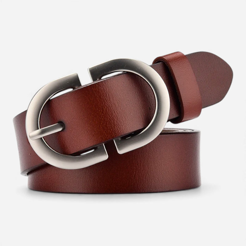 Ceinture Cuir Marron Foncé Femme