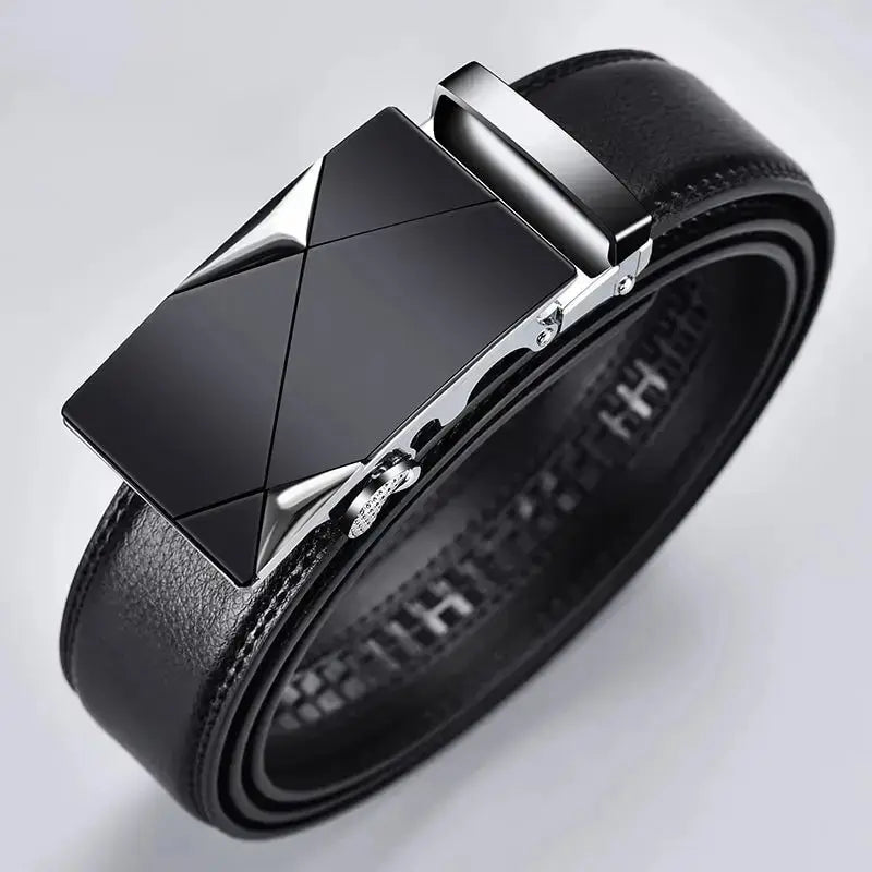Ceinture Automatique Cuir Noir Sans Trou Design Homme