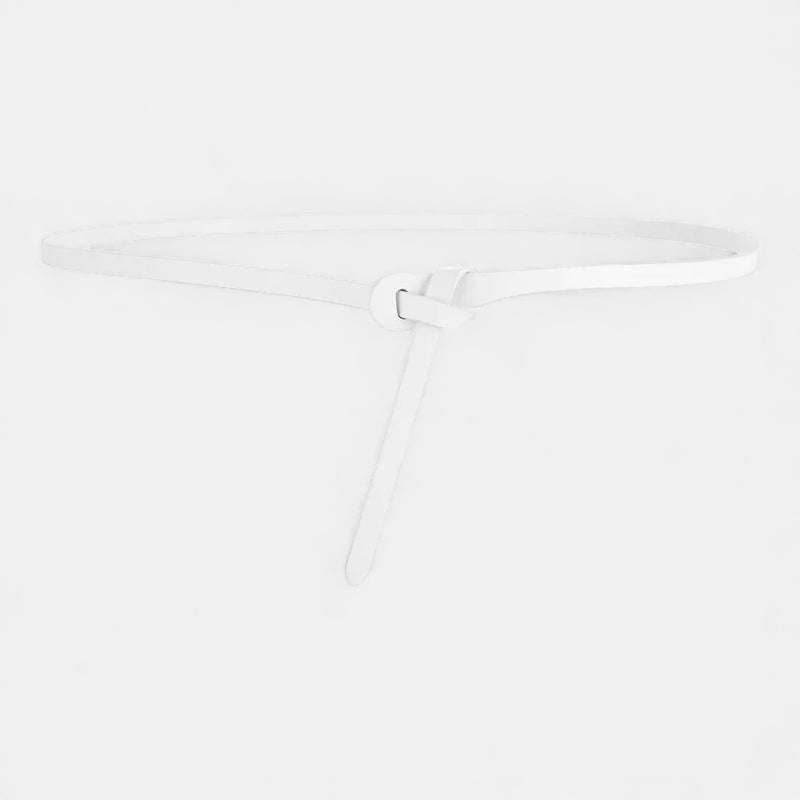 Ceinture Cuir Véritable Blanche Fine à Nouer Robe Femme