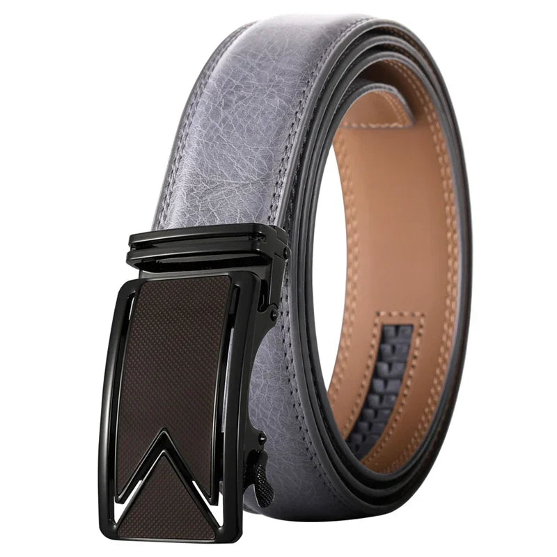 Ceinture Automatique Cuir Gris Homme
