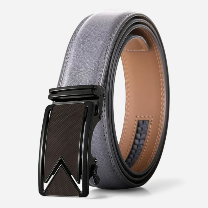 Ceinture Automatique Cuir Gris Homme