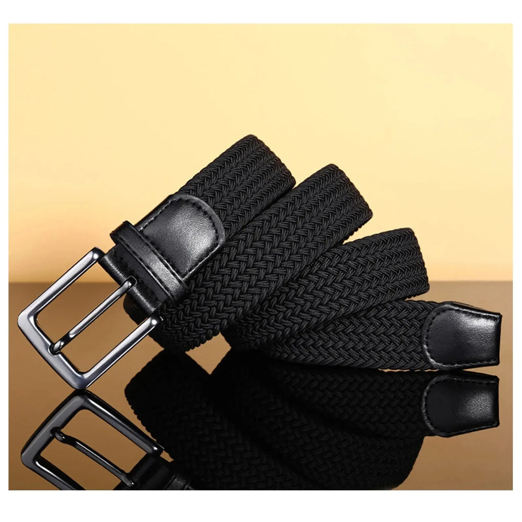 Ceinture Tissu Tressé Noir Unisexe