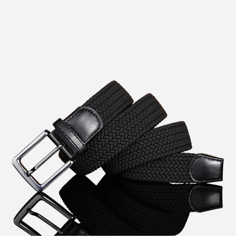 Ceinture Tissu Tressé Noir Unisexe