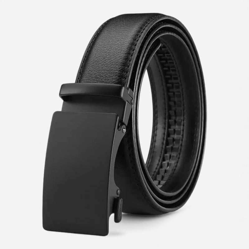 Ceinture Cuir Souple Homme Noir Avec Boucle Automatique