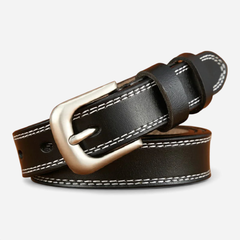 Ceinture Fine Cuir Noir Femme