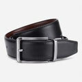 Ceinture En Cuir Noir Boucle Argentée Homme - Réversible 2 en 1