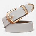 Ceinture Cuir Blanc Boucle Dorée Femme