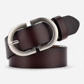 Ceinture Cuir Marron Très Foncé Boucle Argentée Femme