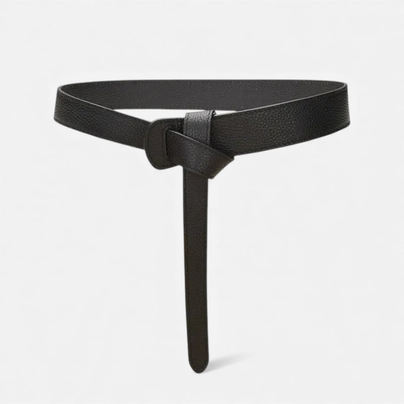 Ceinture à Nouer Cuir Véritable Souple Noir Taille Haute Femme