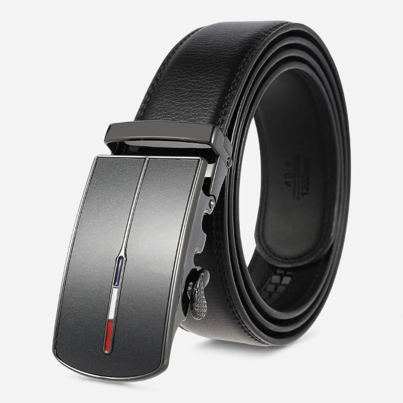 Ceinture Cuir Noir Automatique Drapeau Français Homme