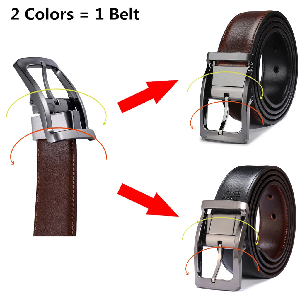 Ceinture Cuir Beige et Marron Réversible Homme