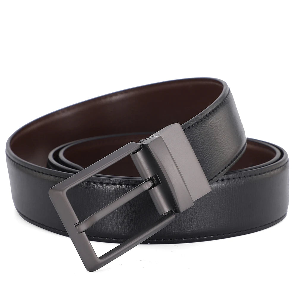 Ceinture Cuir Noir Boucle Argentée Carrée Homme