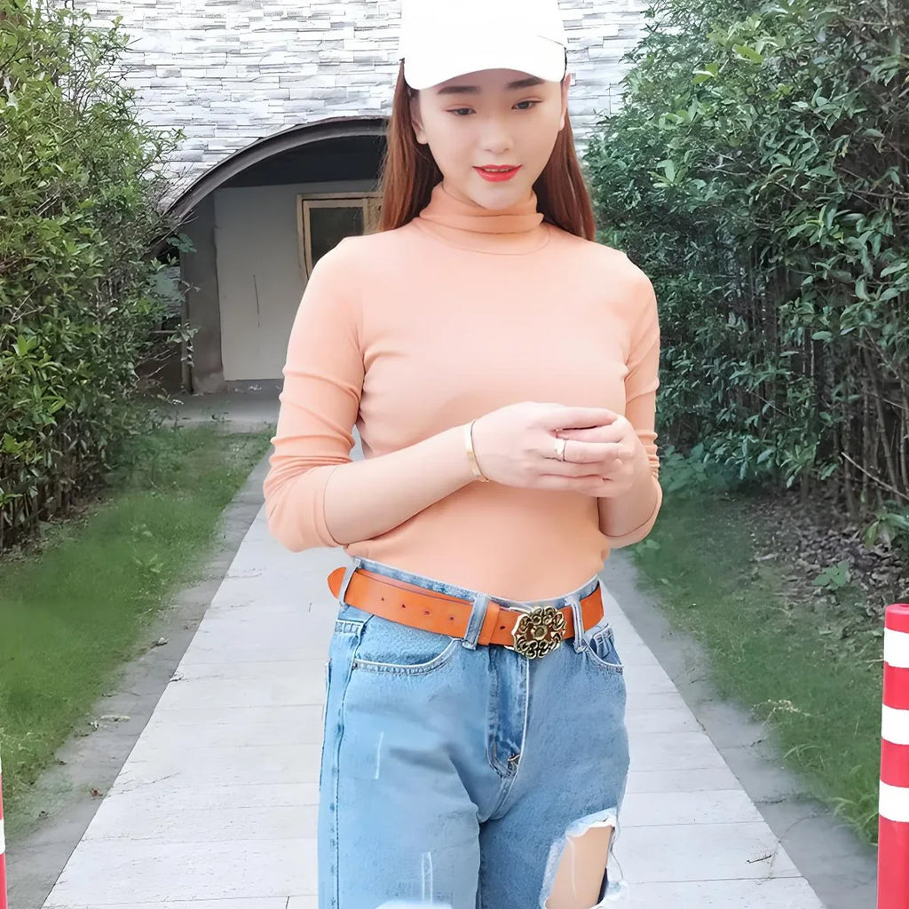 Ceinture Noire Boucle Dorée Femme