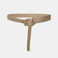 Ceinture à Nouer Cuir Véritable Beige Souple Taille Haute Femme