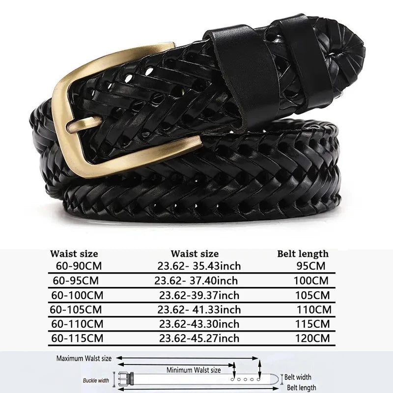 Ceinture Noire Tressée Cuir