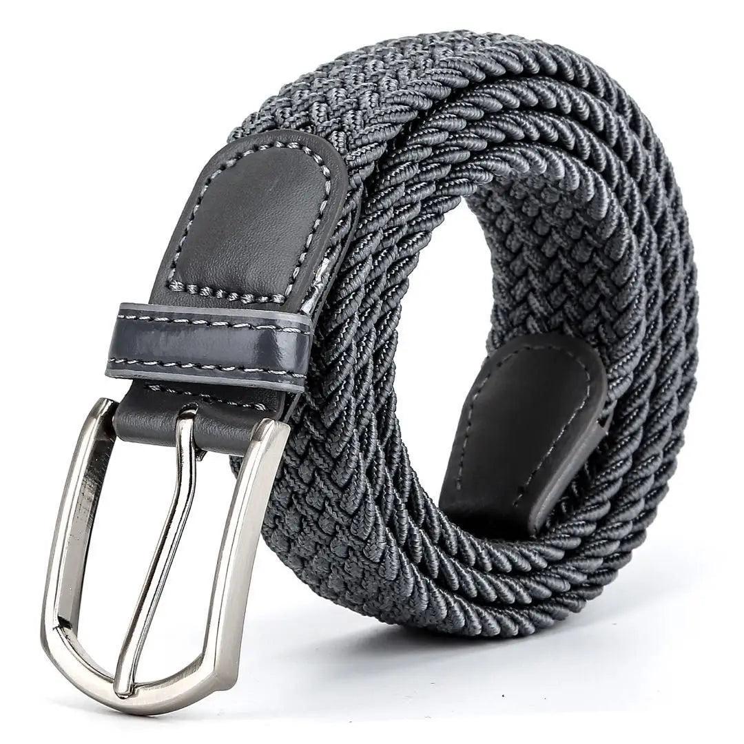 Ceinture Tissu Tressé Grise Unisexe