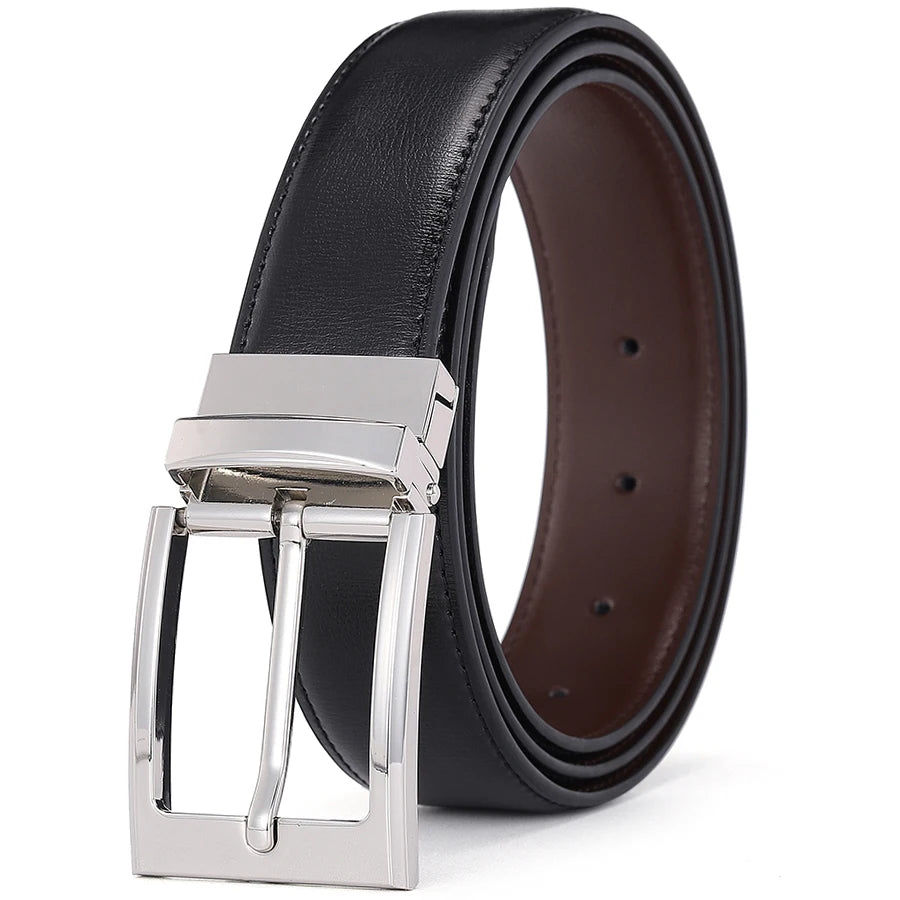 Ceinture Cuir Noir Boucle Grise Homme