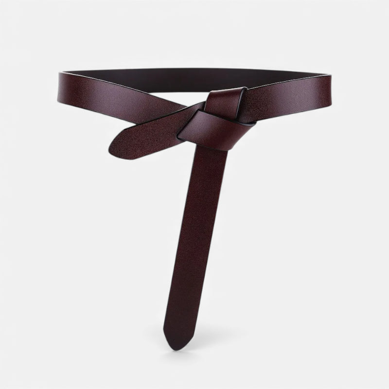 Ceinture Cuir Véritable Bordeaux à Nouer Robe Femme