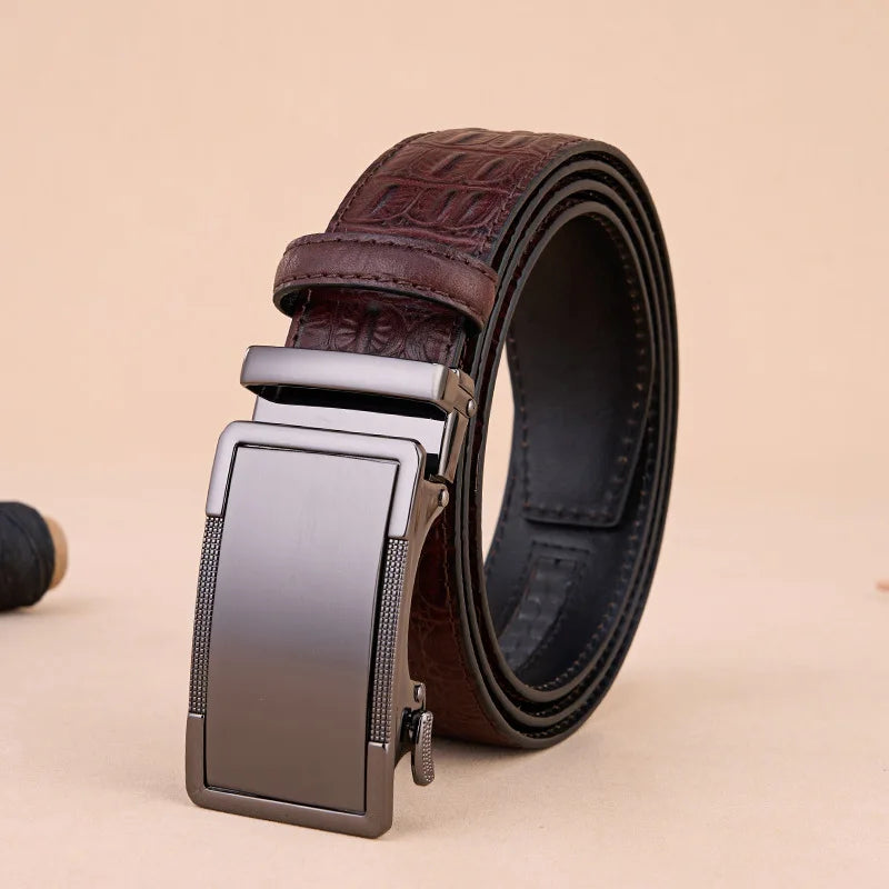 Ceinture Cuir Véritable Premium Marron Foncé Homme