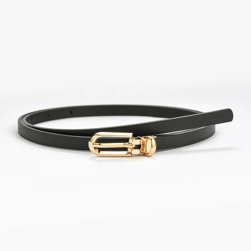 Ceinture Fine Noire Boucle Doré