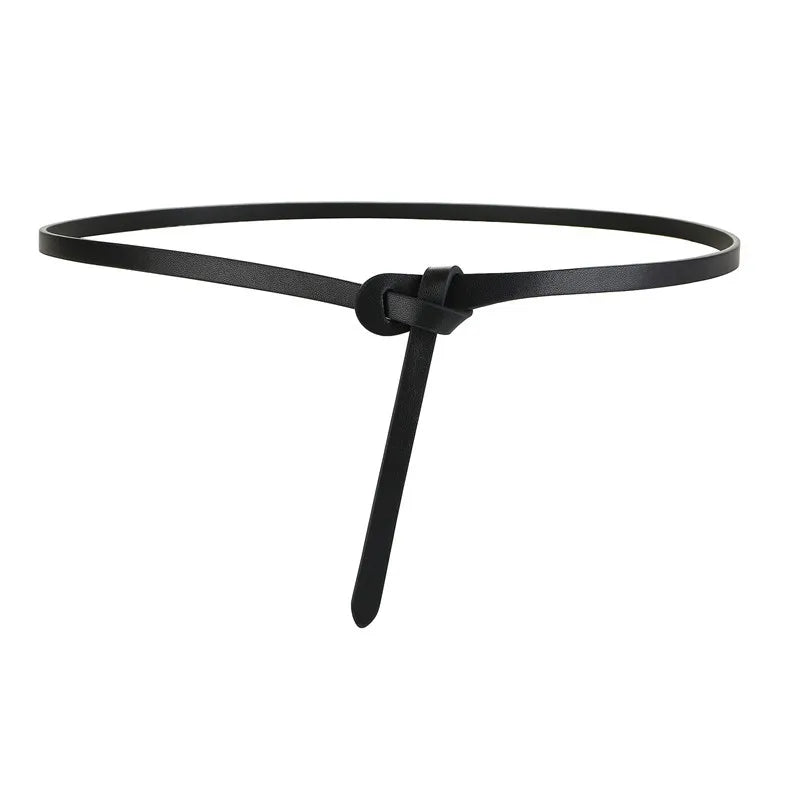 Ceinture Cuir Véritable Rouge Fine à Nouer Robe Femme