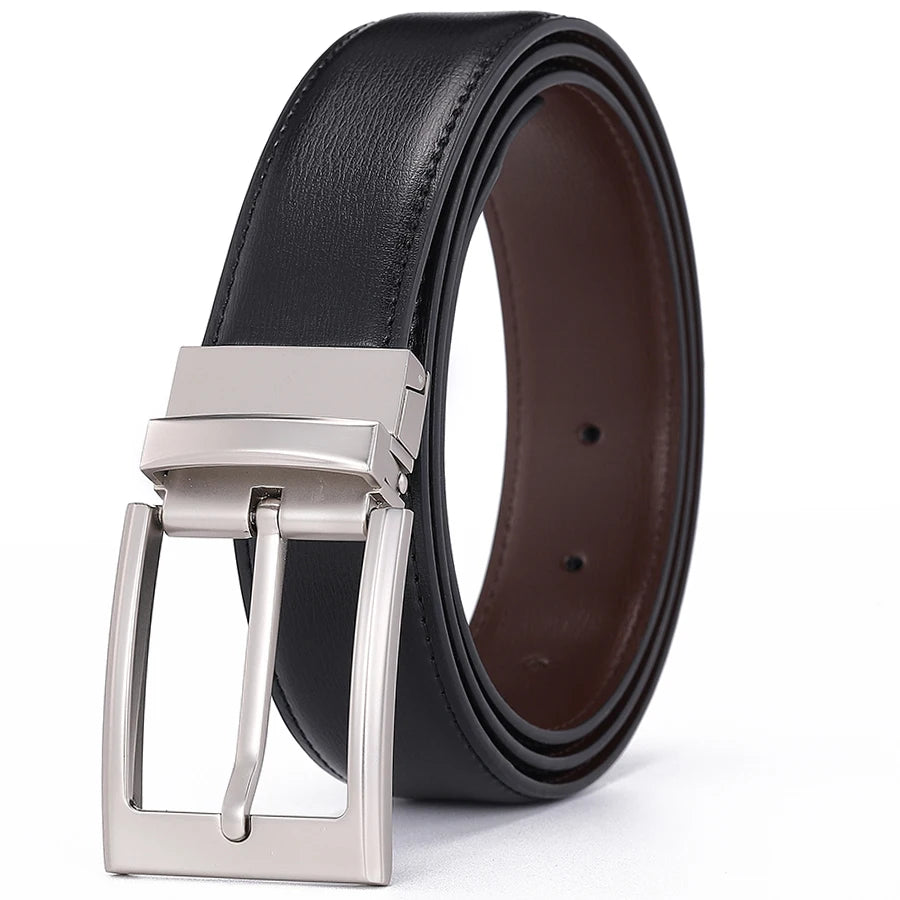 Ceinture Cuir Noir Boucle Gris Brillant Homme