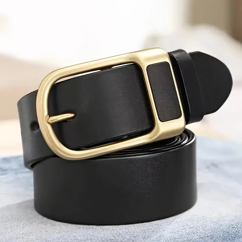 Ceinture Cuir Noir Boucle Dorée Homme