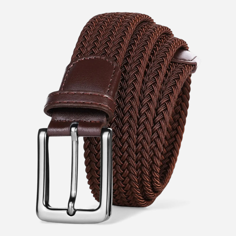 Ceinture Tissu Tressé Marron Foncé Unisexe