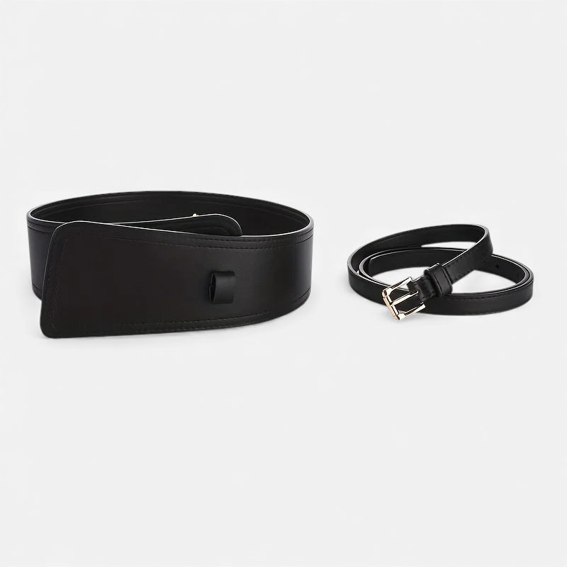 Ceinture Large Cuir Noir Femme