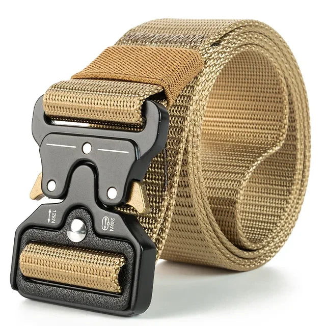 Ceinture Tissu Tactique Elastique Militaire Beige