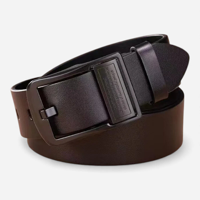 Ceinture Cuir Marron Très Foncé Boucle Noir Unisexe