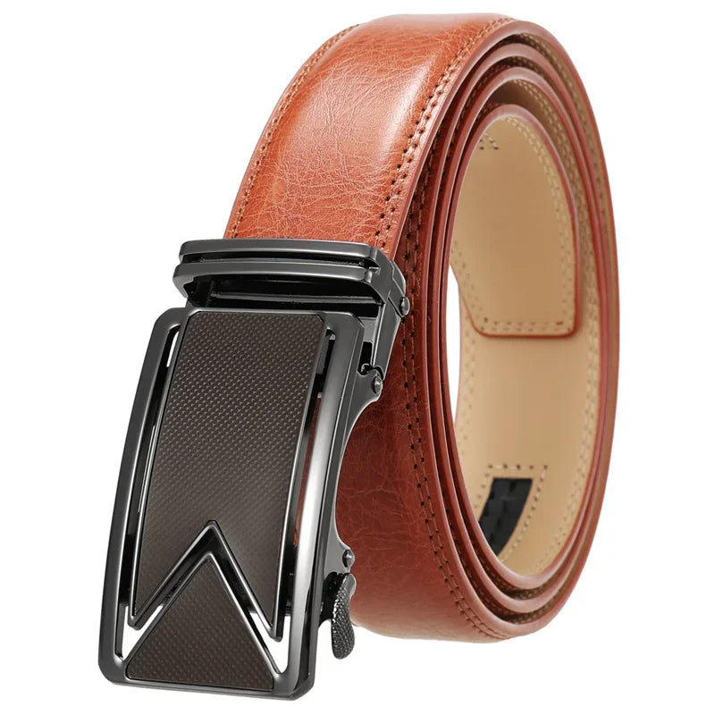 Ceinture Cuir Camel Automatique Homme