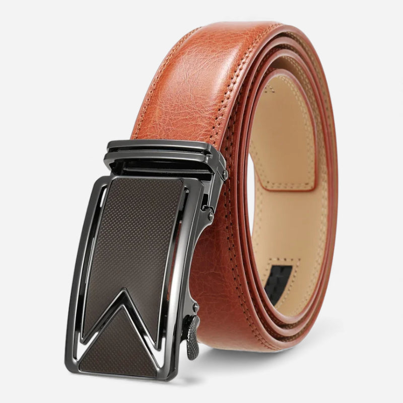 Ceinture Cuir Camel Automatique Homme