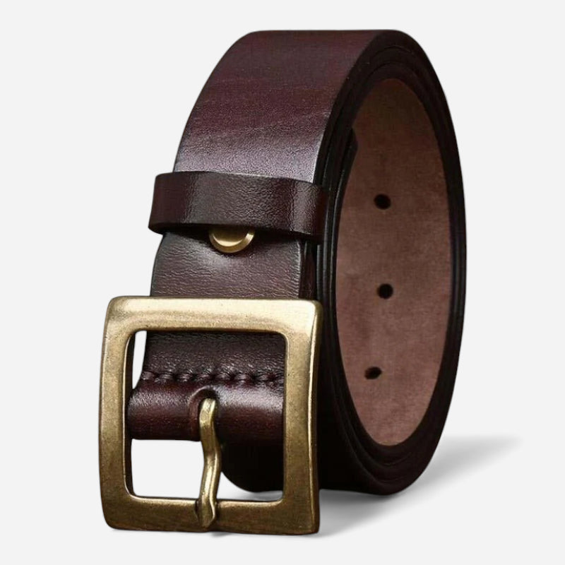 Ceinture Marron Boucle Dorée De Luxe Pour Homme & Femme