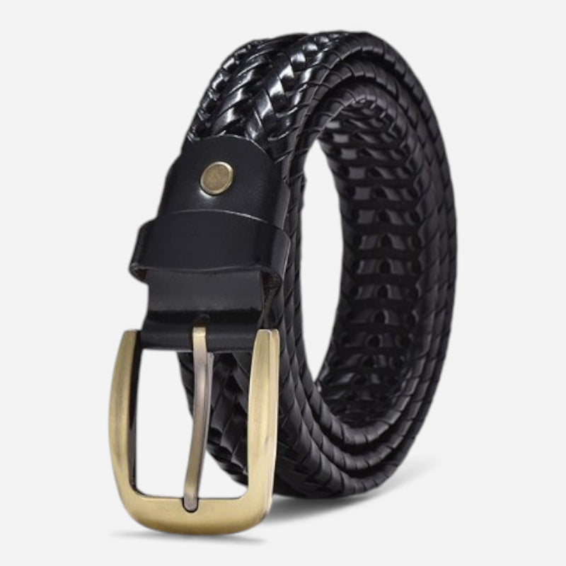 Ceinture Noire Tressée Cuir